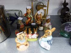 4 BESWICK CHINA BEATRIX POTTER RABBIT CHARACTERS AND 5 OTHER SMALL ORNAMENTS (9)