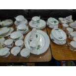 'CROWN FENTON' PART TEA SERVICE OF 44 PIECES, DECORATED IN GREEN FLORAL DESIGN