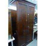 A GOOD QUALITY 'SELVA' DARK WOOD DOUBLE WARDROBE (105cm wide x 60cm deep x 210cm high)