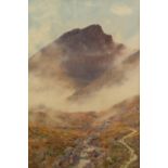 ISSAC COOKE (1846-1922) WATERCOLOUR Mountain in the mist Signed 20? x 13 ½? (50.8cm x 34.3cm)