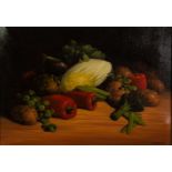 H. SHINGLER (TWENTIETH/ TWENTY FIRST CENTURY) OIL PAINTING ON CANVAS Still Life-vegetables Signed