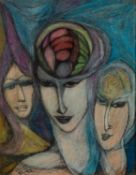 GOLDA ROSE (1921-2016) MIXED MEDIA ON BOARD ?Spirit of Aquarius? Signed, titled verso 12 ½? x