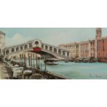 PROF. GIGI (LUIGI) ROCCA (b.1952) OIL ON CANVAS ?Canal, Venice? Signed, titled to artist label verso