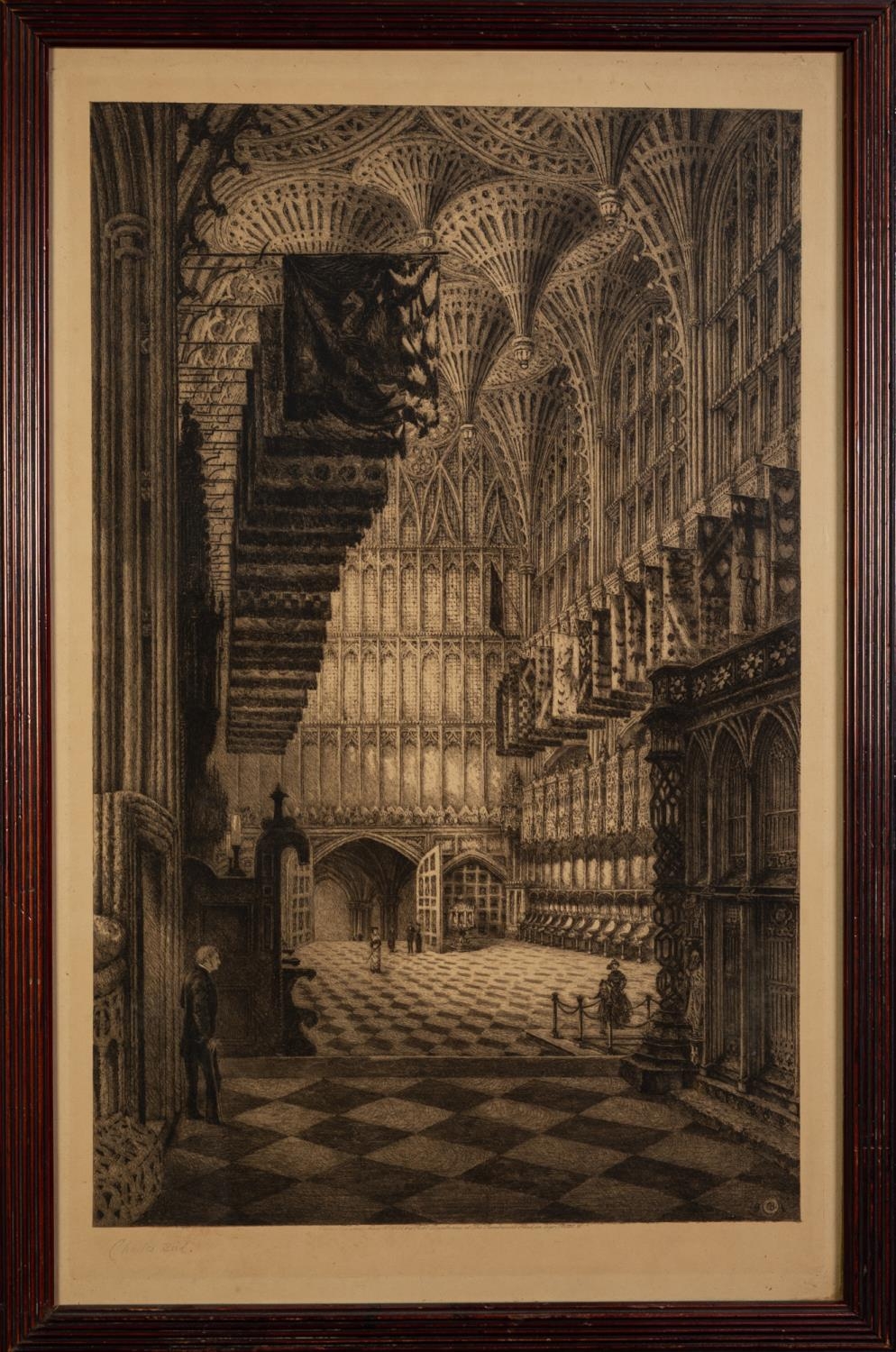 CHARLES BIRD (act. 1892-1907) ARTIST SIGNED ETCHING Westminster Abbey interior, faintly signed 19 ¾? - Image 2 of 3