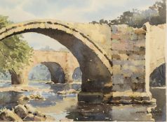 JOHN RICKARD (TWENTIETH/ TWENTY FIRST CENTURY) WATERCOLOUR DRAWING ?Hodder Bridges? Signed and