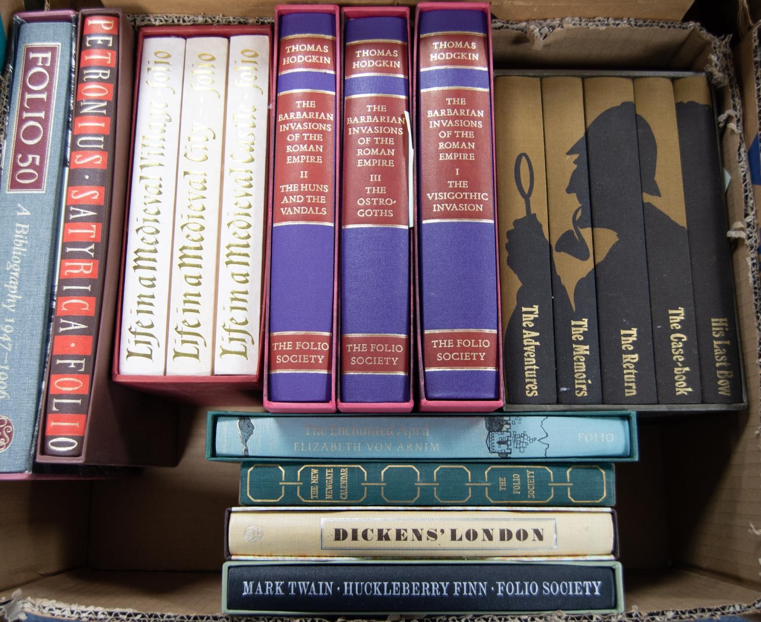 FOLIO SOCIETY. Arthur Conan Doyle- Sherlock Holmes Complete Stories, 5 vol set. Thomas Hodkin The