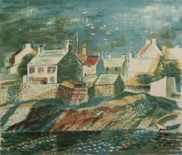 NORMAN JAQUES (1922-2014) TWO UNSIGNED AND UNTITLED COLOUR PRINTS Moelfre, Anglesey 20? x 23? (50.