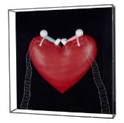 *DOUG HYDE (b.1972) WALL MOUNTED MIXED MEDIA SCULPTURE IN CLEAR PERSPEX CASE ?High on Love? 23 ½?