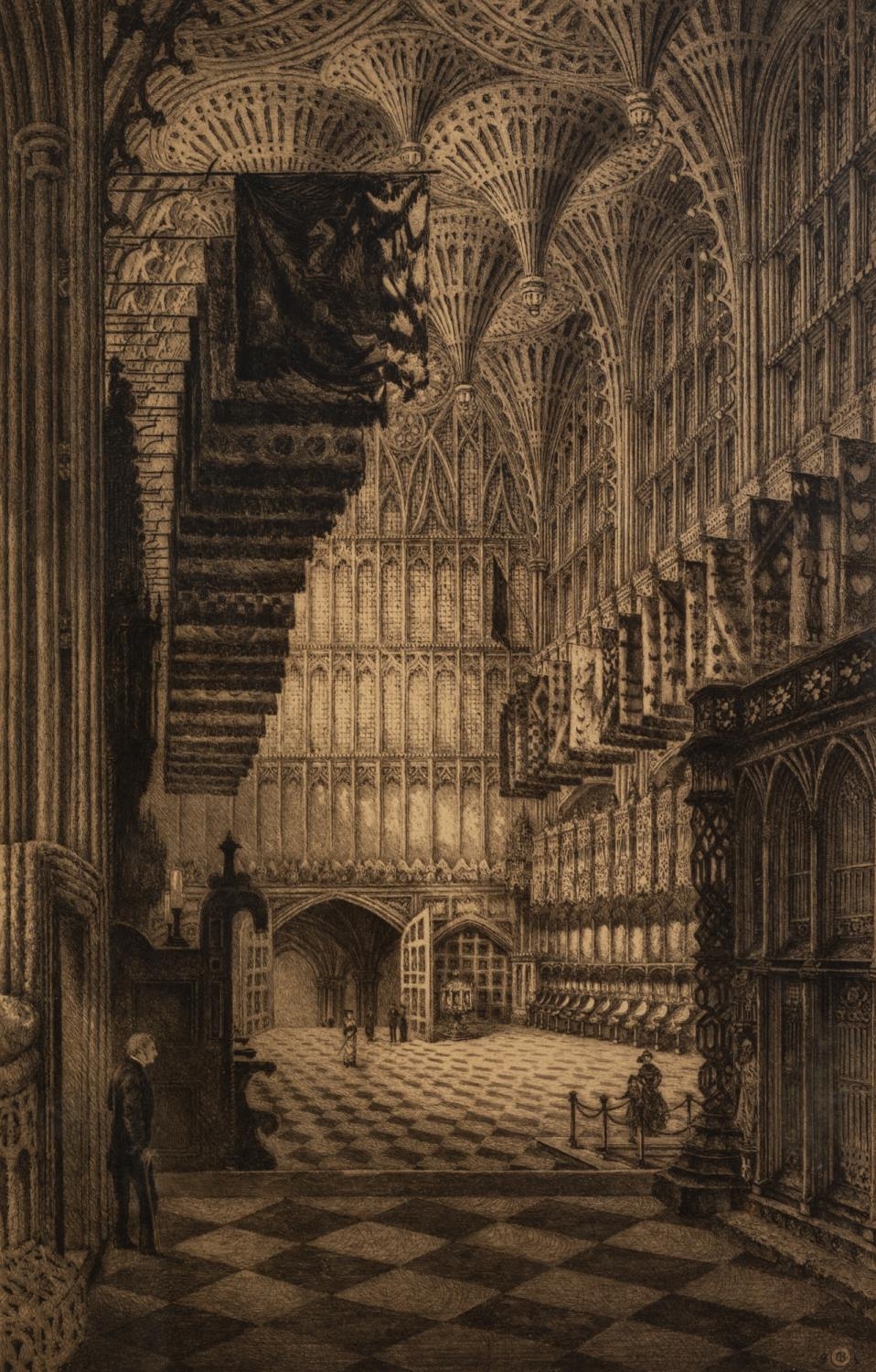 CHARLES BIRD (act. 1892-1907) ARTIST SIGNED ETCHING Westminster Abbey interior, faintly signed 19 ¾?