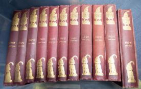 PUNCH Magazine, volume CLVI 1919 through to CLXVIII 1925 inclusive, 13 volumes all bound in original