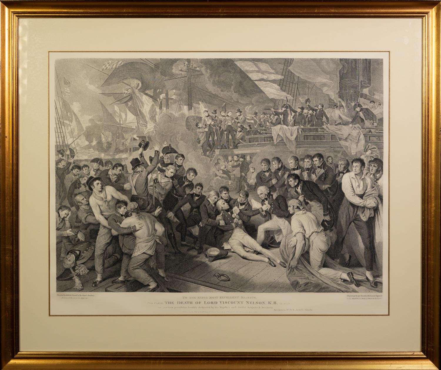 JAMES HEATH AFTER BENJAMIN WEST ENGRAVING ?The Death of Lord Viscount Nelson K.B? 17? x 23 ½? (43. - Image 2 of 2