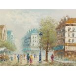 BURNETT (Modern) OIL ON CANVAS Parisian street scene Signed lower right 12in x 16in