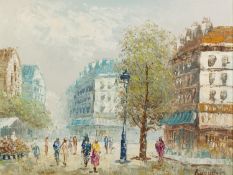 BURNETT (Modern) OIL ON CANVAS Parisian street scene Signed lower right 12in x 16in