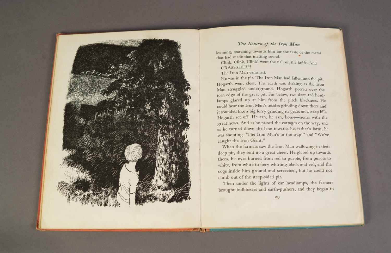 Ted Hughes- The Iron Man, drawings by George Adamson, pub faber & faber, 1968 1st Edition, ex - Image 5 of 7