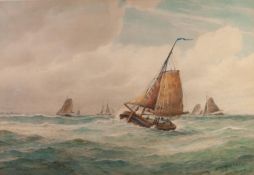 FREDERICK JAMES ALDRIDGE (1850-1933) WATERCOLOUR 'Off the Dogger Bank'