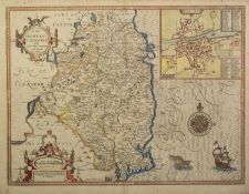 JOHN SPEED 1676 EDITION, ENGRAVED AND HAND COLOURED MAP OF THE COUNTY OF LEINSTER, IRELAND, to be