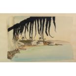 UNATTRIBUTED (MODERN GREEK SCHOOL) PEN AND WASH DRAWING ?Mykonos? Signed 10? x 14 ½? (25.4cm x 36.