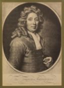 AFTER C KNELLER BLACK AND WHITE PRINT PORTRAIT OF THOMAS TOMPION 13 ½? X 9 ½? (34.3cm x 24.1cm)