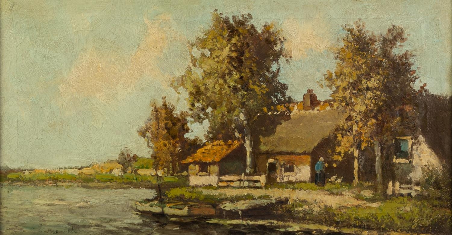 FRENCH SCHOOL (late 19th Century) OIL ON CANVAS Barbizon School style river landscape with