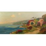 CORBET (TWENTIETH CENTURY) OIL PAINTING ON CANVAS Mediterranean coastal scene Unsigned 15 ¼? x