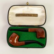 CASED PAIR OF FREDERICK TRANTER BRIAR SMOKING PIPES, unused