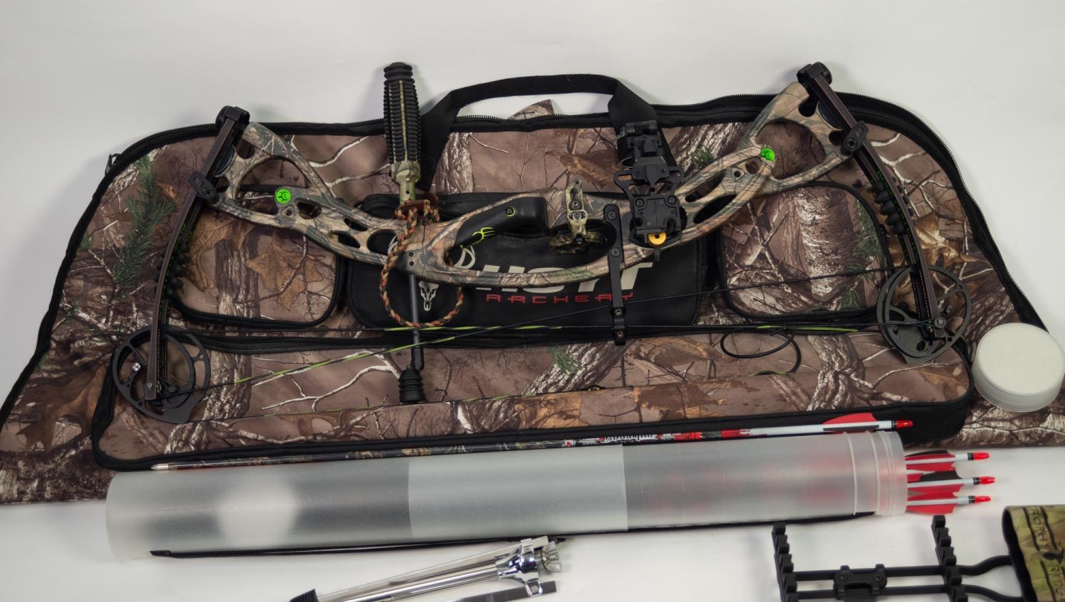 LEFT HANDED HOYT BONE COLLECTOR COLLECTOR?S EDITION COMPOUND BOW, IN CAMO, together with INSTRUCTION - Image 2 of 2