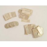 COLLECTION OF LATE NINETEENTH CENTURY CHINESE ENGRAVED MOTHER O'PEARL GAMING COUNTERS, each