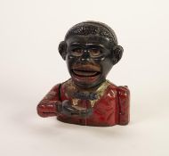 EARLY 20th CENTURY COLD PAINTED CAST IRON MONEY BOX AUTOMATON, cast with title on the back, '