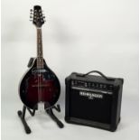 BLUE MOON, GR31007 ELECTRIC MANDOLIN, in cherry sunburst, in a soft black case, together with a