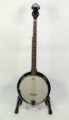 OZARK 2105G 5 STRING BANJO, with detachable wooden resonator, in an OZARK black soft case, worn