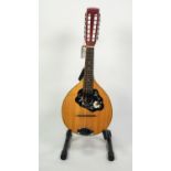 AMADA, CZECHOSLAVAKIAN 12 STRING ?BOWL MANDOLIN?, in spruce with floral pick guard, stained maple