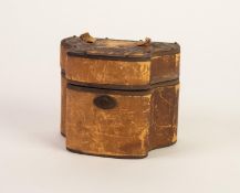 MID 19th CENTURY NECESSAIRE OR ETUI, the serpentine outline embossed tan leather clad box with