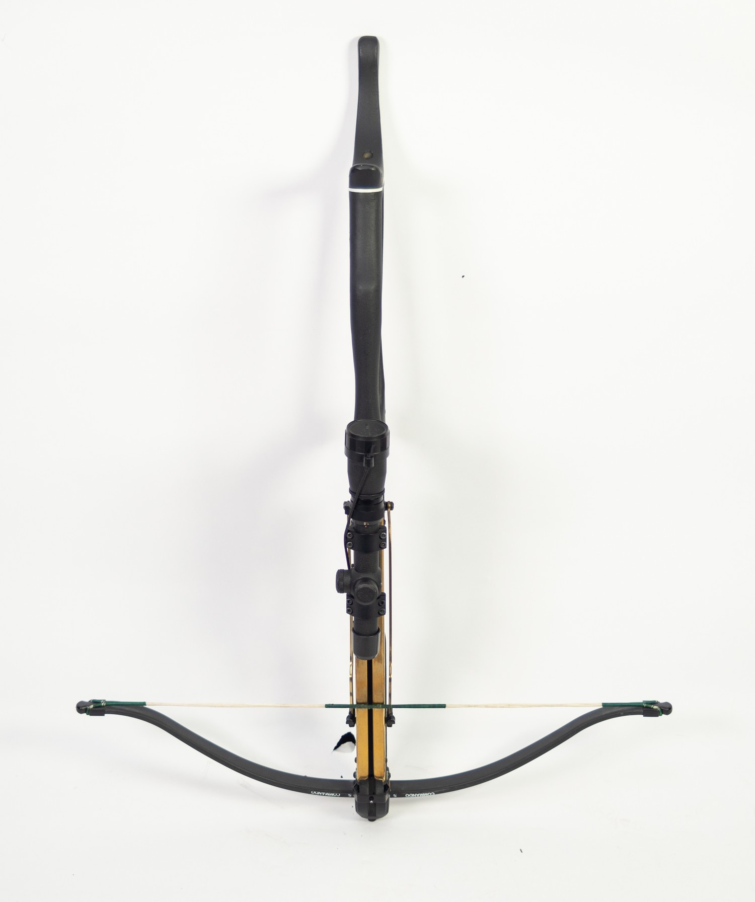 BARNETT ?COMMANDO? CROSSBOW IN BLACK AND BRASS, fitted with a SIMMONS WHITETAIL 5X20 SIGHT, in a
