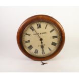 POTTS & SONS LATE 19th CENTURY OAK CASED STATION WALL CLOCK, with 8 days single fusee movement,