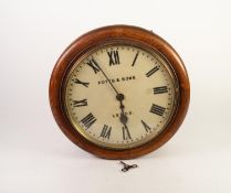 POTTS & SONS LATE 19th CENTURY OAK CASED STATION WALL CLOCK, with 8 days single fusee movement,