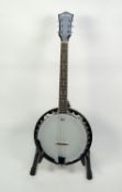 ASHBURY AB-35G, 6 STRING GUITAR BANJO, in mahogany, in an unbranded soft black case