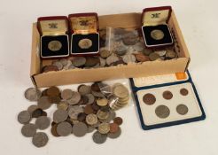 THREE BOXED ROYAL MINT PROOF 50p PIECES, each 1973, A WALLET OF BRITAIN'S FIRST DECIMAL COINS, MIXED