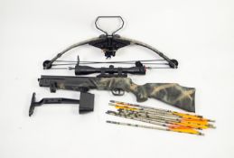 BARNETT RHINO HUNTER CROSSBOW IN CAMO, fitted with a RWS SIGHT, supplied with ORIGINAL SIGHT, BOW