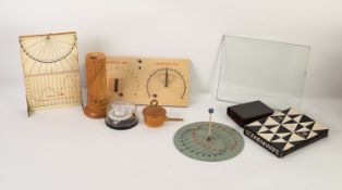 SELECTION OF ITEMS RELATING TO MAKING OF MODERN SUNDIALS together with a modern hardwood copy of