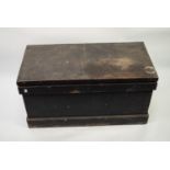 EARLY TWENTIETH CENTURY EBONISED WOOD TOOL CHEST, with small internal lidded box, 32 1/2" (82.5cm)