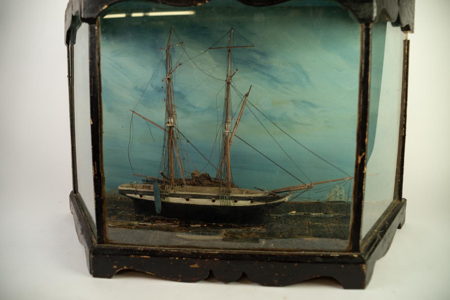 VICTORIAN WOODEN SHIP MODEL, DATED 1888 AND INITIALED A.H., the two-masted schooner under bare poles - Image 2 of 3