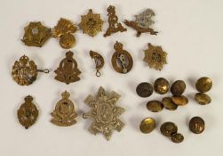 THIRTEEN VARIOUS VINTAGE MILITARY CAP BADGES, includes plated Black Watch example 3" (7.6cm)