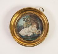 EARLY 19th CENTURY CIRCULAR MINIATURE PAINTING 'Constance Prebost who died 1800', inscribed verso,