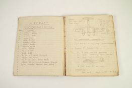 TEXT BOOK WITH HAND-DRAWN ILLUSTRATIONS AND TEXT 'AIRCRAFT RECOGNITION' by L.B. BUCK, St Michaels,