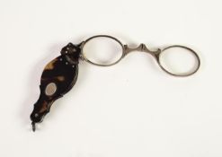 PAIR OF EARLY 19th CENTURY FOLDING SPECTACLES with plated metal frames hinged at the nose bridge and