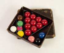 SET OF SMALL SIZE SNOOKER BALLS, in associated box