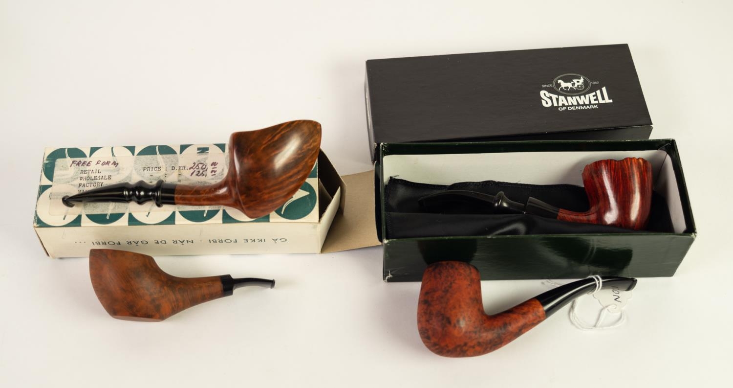 BOXED STANWELL 63M BRIAR SMOKING PIPE, with leaflet and soft pouch, together with a NORDING, 309