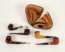 FIVE VARIOUS SMOKING PIPES, comprising: JAMES UPSHALL BRIAR, used, TWO ?MANX PIPES? CLAY, and TWO