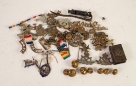 COLLECTION OF EARLY 20th CENTURY AND LATER VINTAGE MILITARY BADGES, include small, SILVER RIFLE