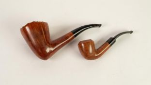 TWO FREDERICK TRANTER BRIAR SMOKING PIPES, one with large/ oversized bowl, the other of